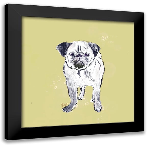 Christine, Niya 15x15 Black Modern Framed Museum Art Print Titled - Super Cute Pug