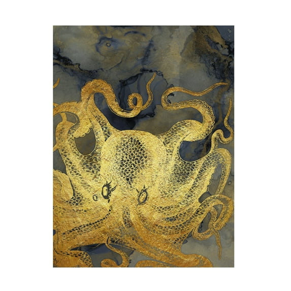 Christine Zalewski 'Octopus Ink Gold and Blue II' Canvas Art