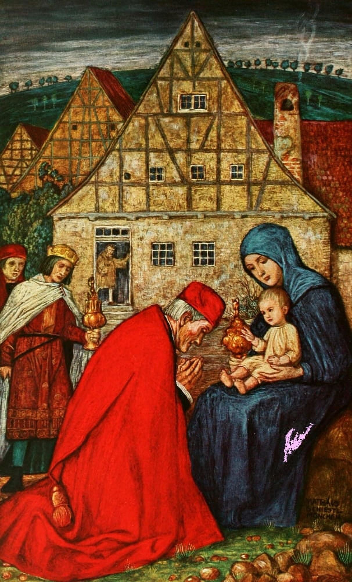 Christliche Kunst 10 1913 Nativity scene Canvas Art - Matthew Schiestl (24 x 36)