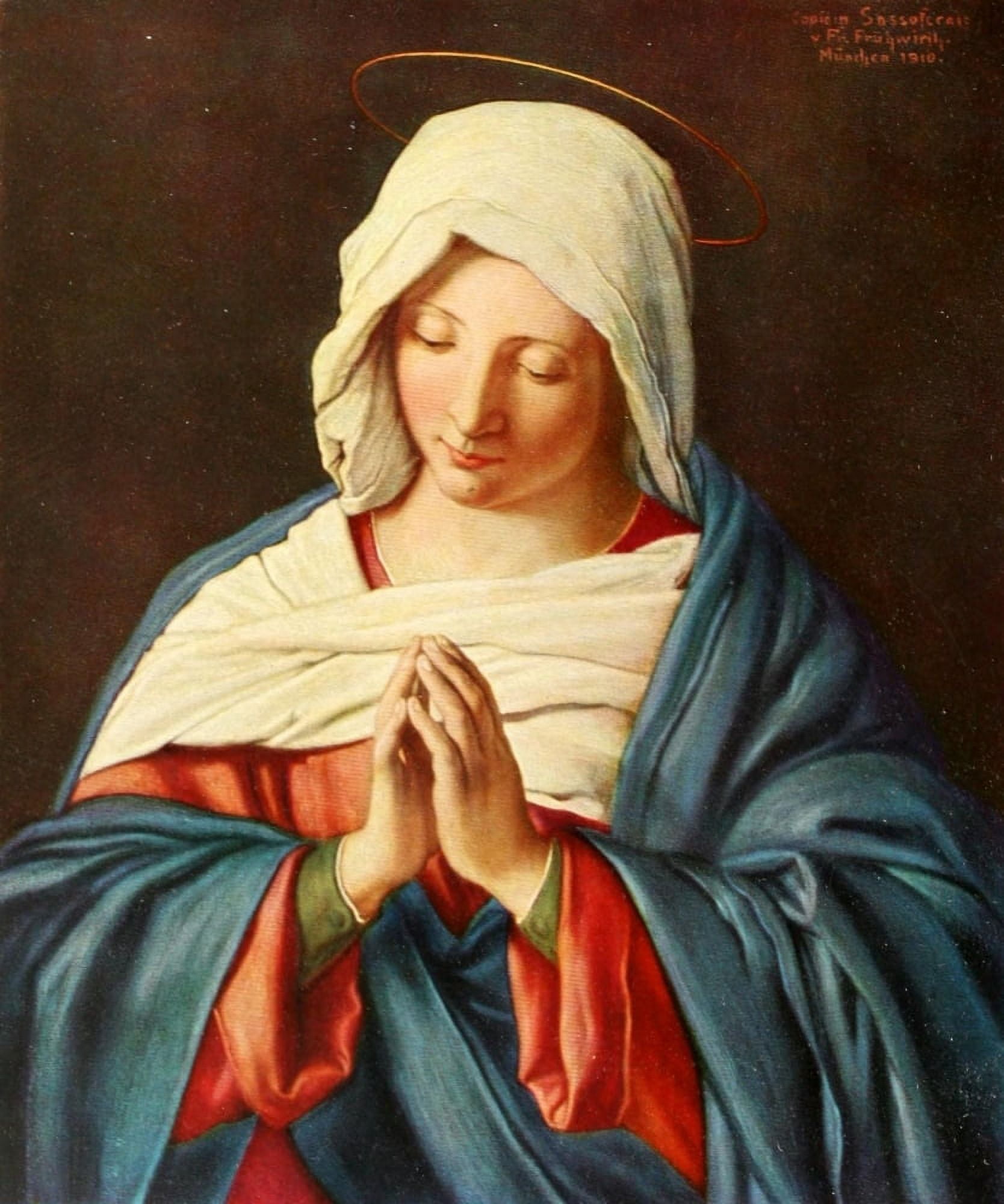 Christliche Kunst 11 1914 Madonna in prayer Canvas Art - Giovanni da Sassoferrato (18 x 24)