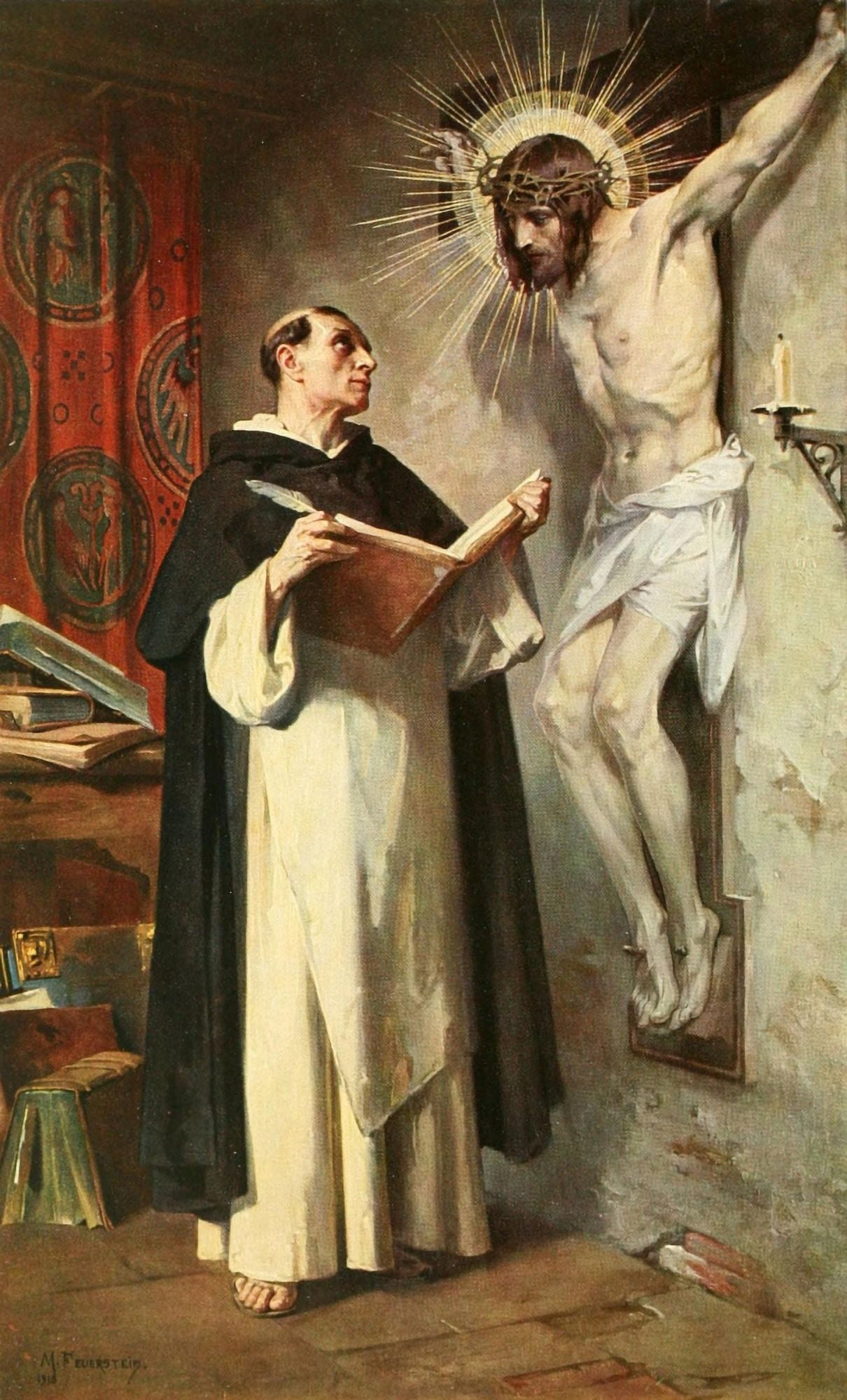 Christliche Kunst 12 1913 St Thomas Aquinas Canvas Art - Martin Feuerstein (18 x 24)