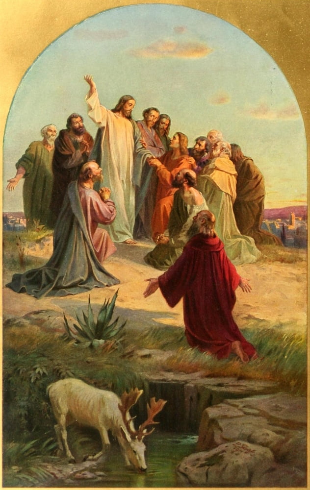 Christliche Kunst 15 1918 Lord teach us to pray Canvas Art - Ludwig Glotzle (18 x 24)