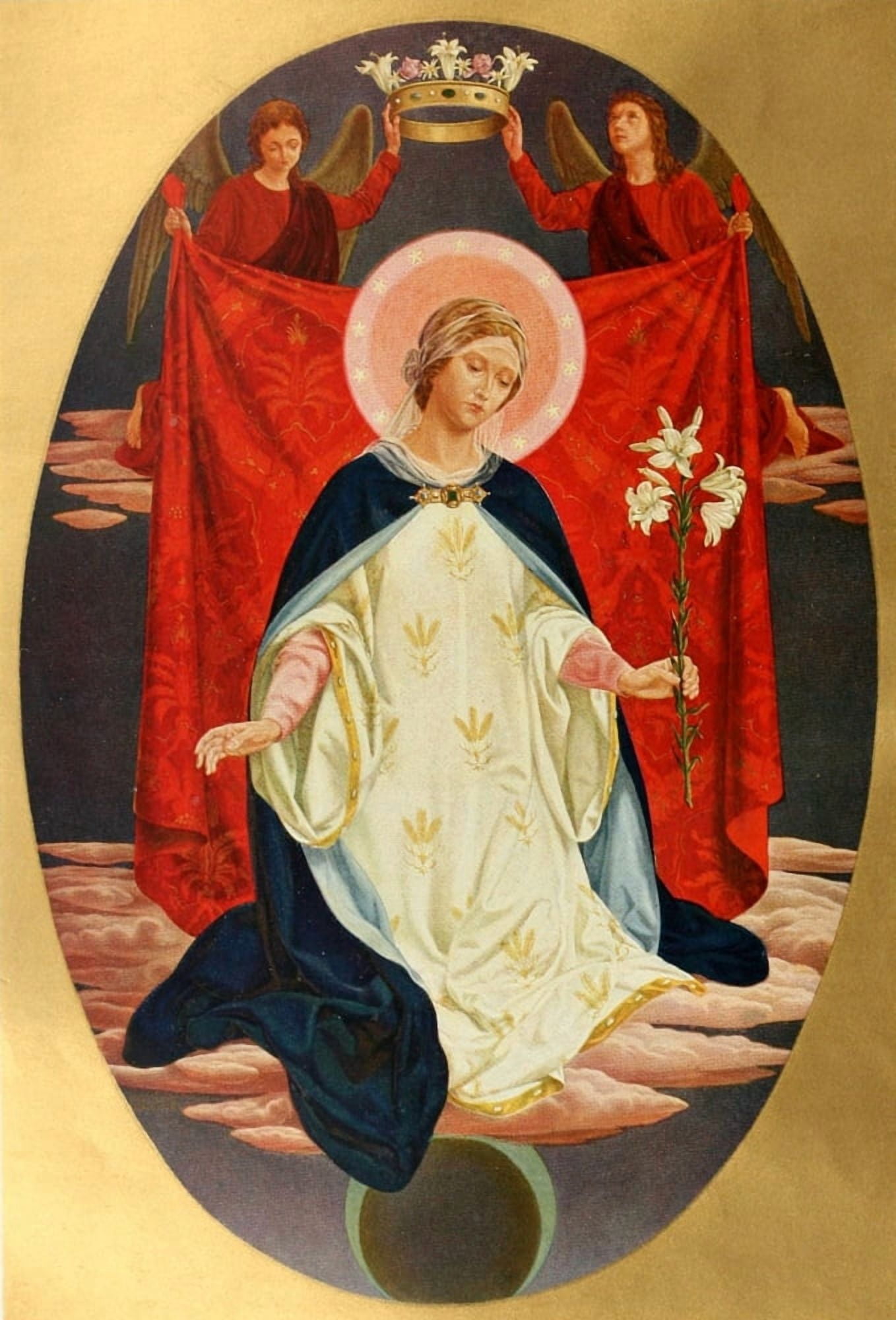 Christliche Kunst 18 Madonna with lilies Canvas Art - Franz Xavier Fuchs (24 x 36)