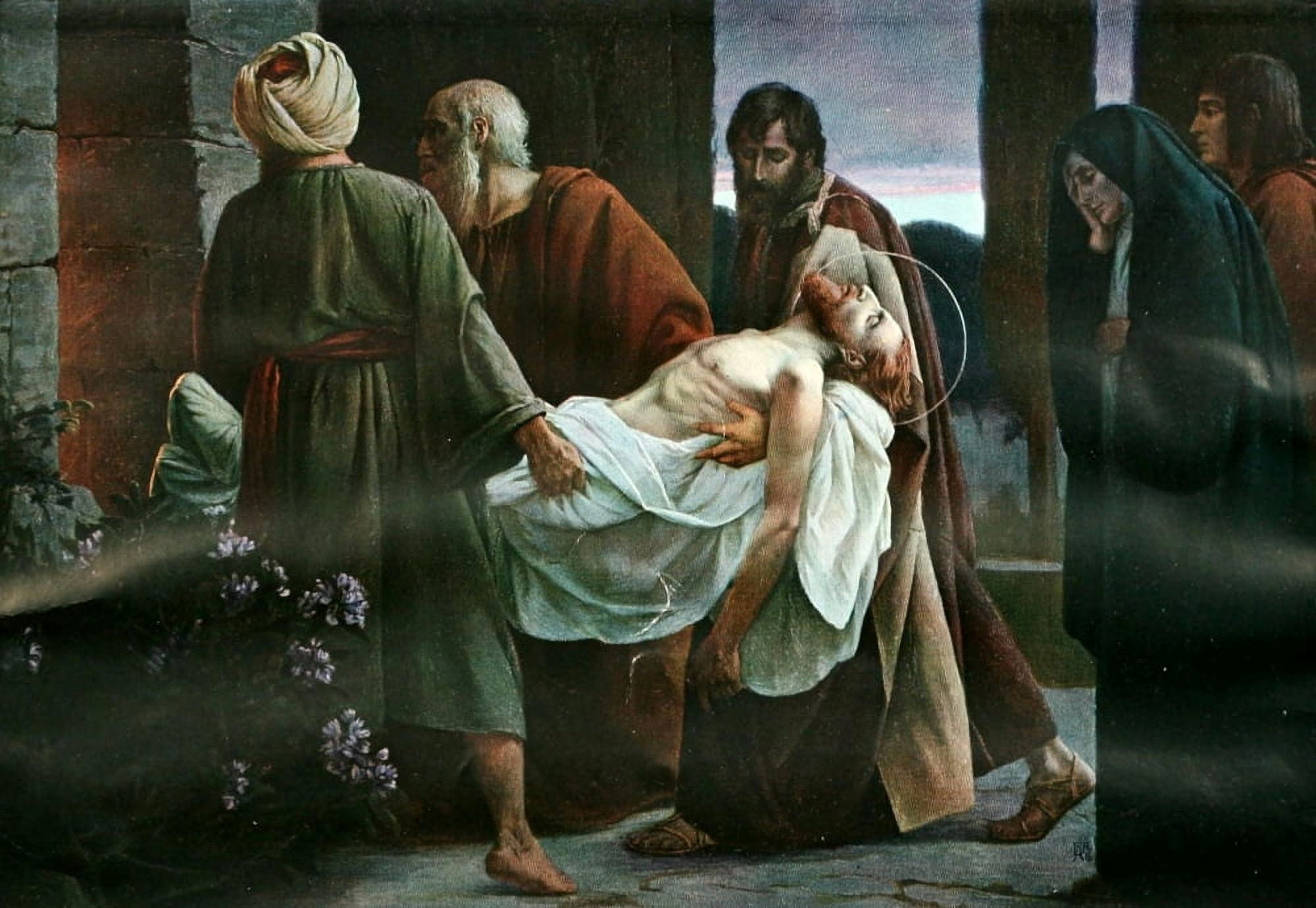 Christliche Kunst 2 1905 Christ entering the tomb Canvas Art - Heinrich Told (18 x 24)