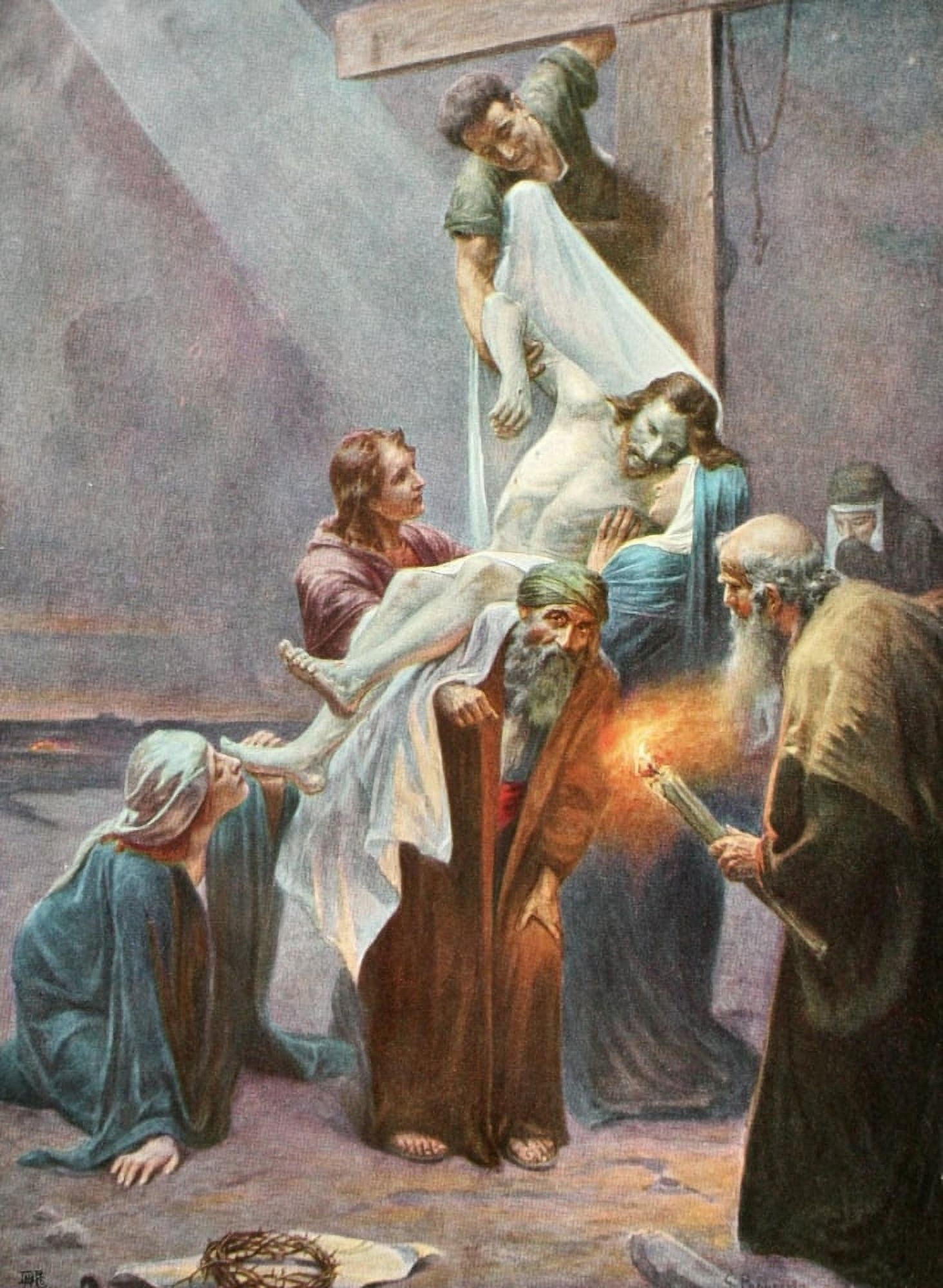 Christliche Kunst 2 1905 Taking Christ from the Cross Canvas Art - Unknown (18 x 24)