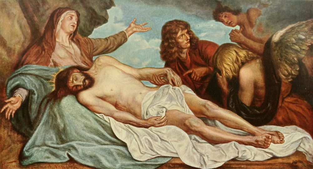 Christliche Kunst 3 1906 Lamentation of Christ Canvas Art - Anthony Van Dyck (18 x 24)