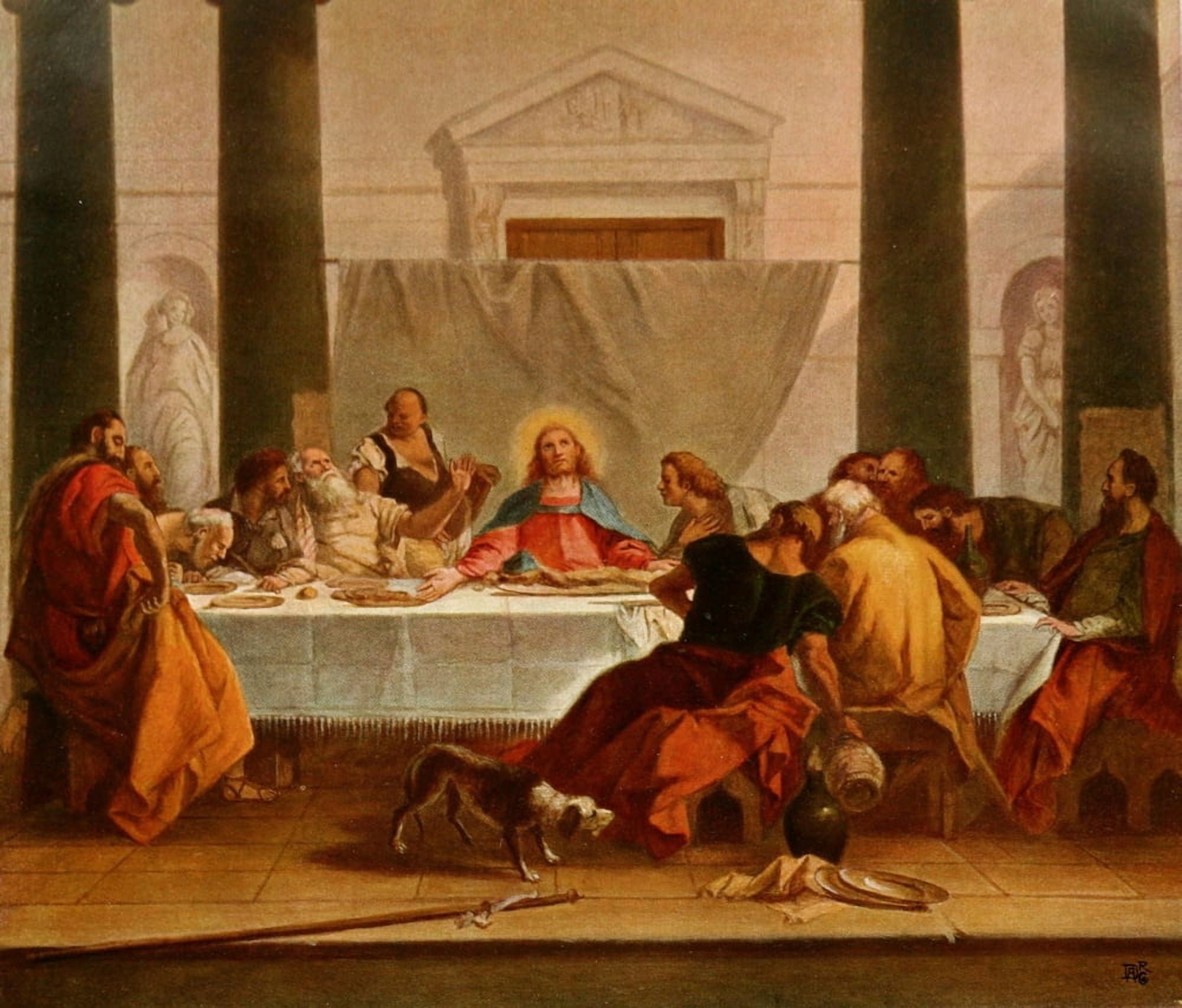 Christliche Kunst 3 1906 Last Supper Canvas Art - Giovanni Battista Tiepolo (18 x 24)