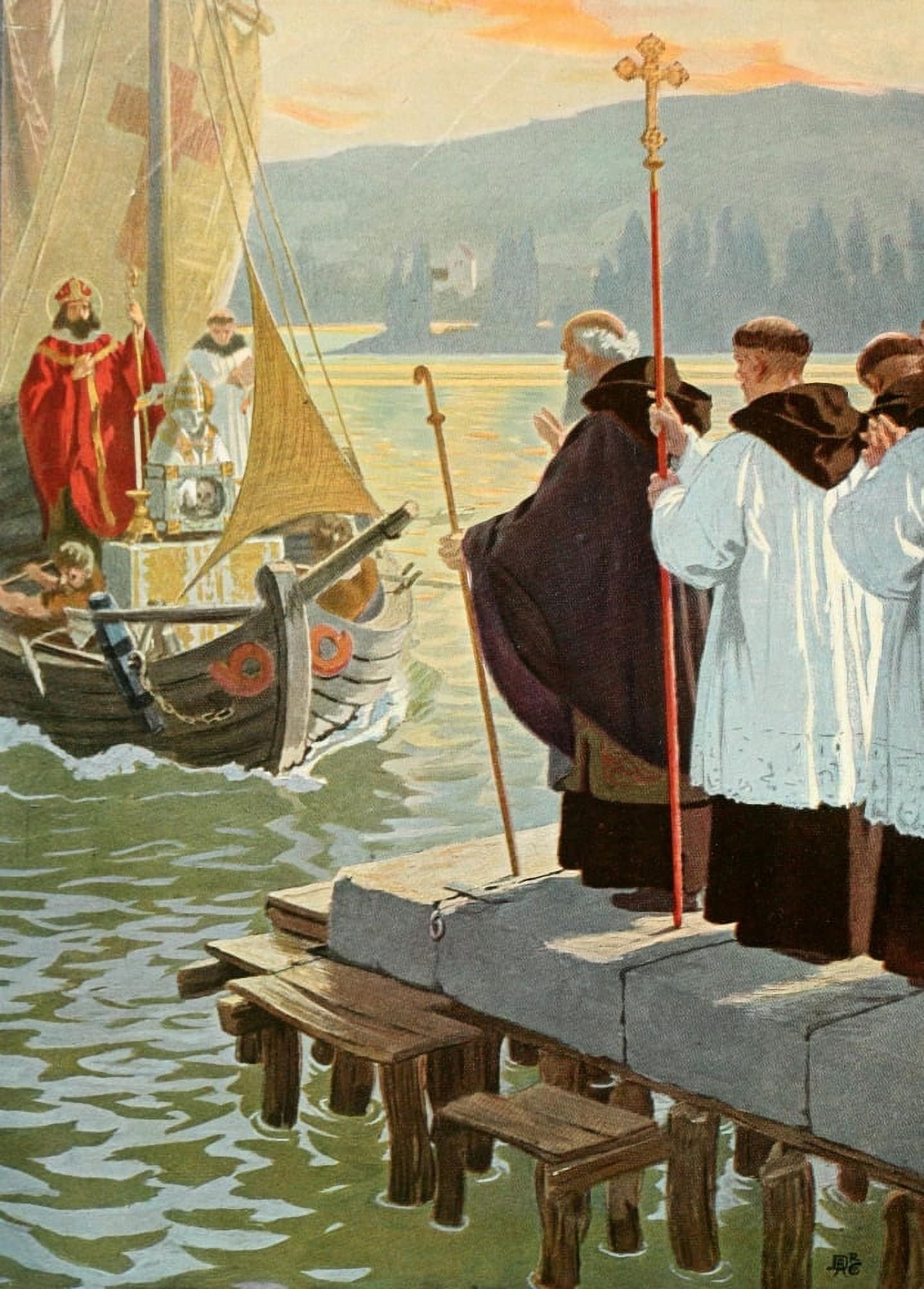 Christliche Kunst 4 1907 Monks Canvas Art - Gebhard Fugel (24 x 36)