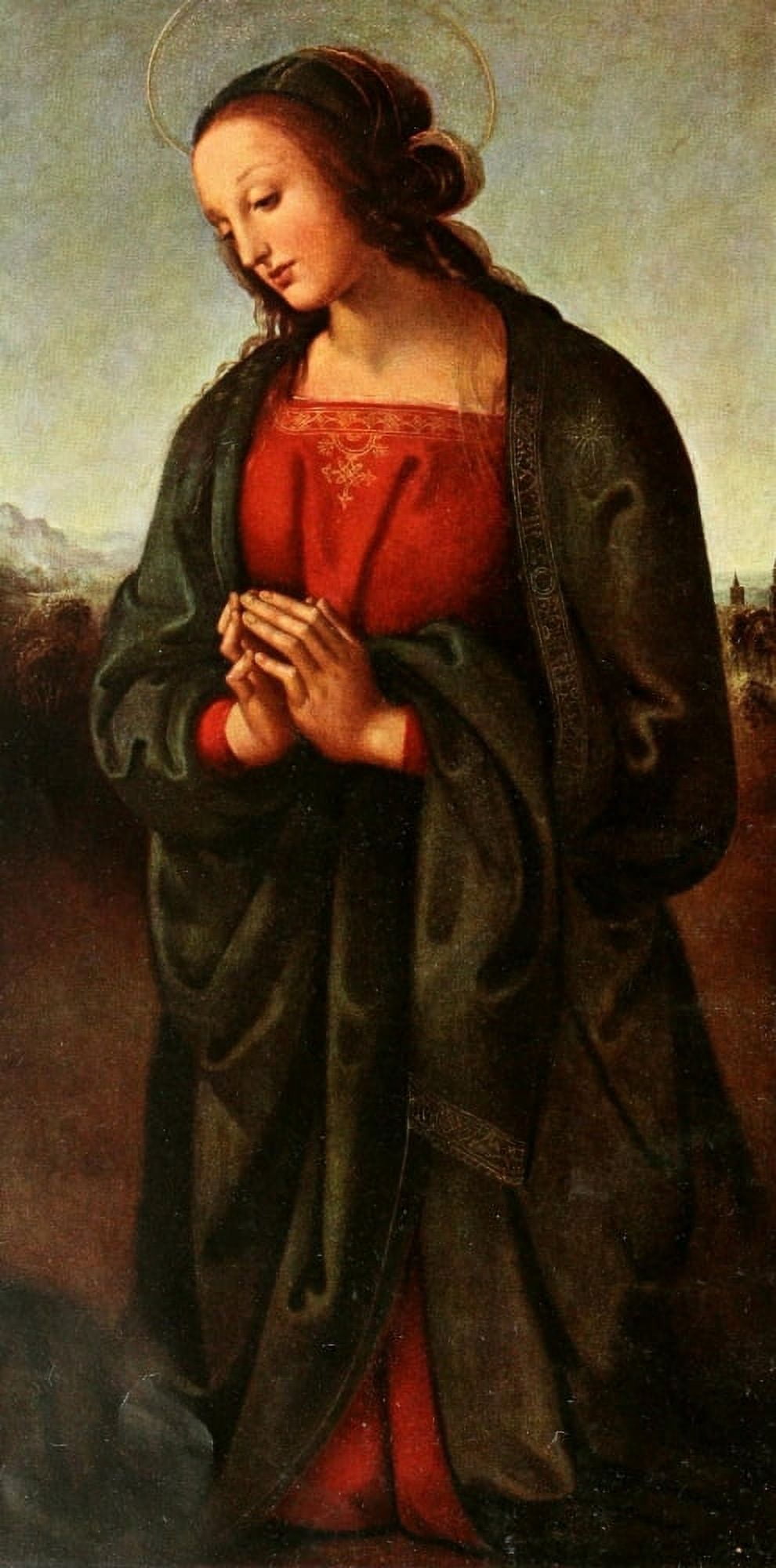 Christliche Kunst 5 1909 Mary in prayer Canvas Art - Pietro Perugino (18 x 24)