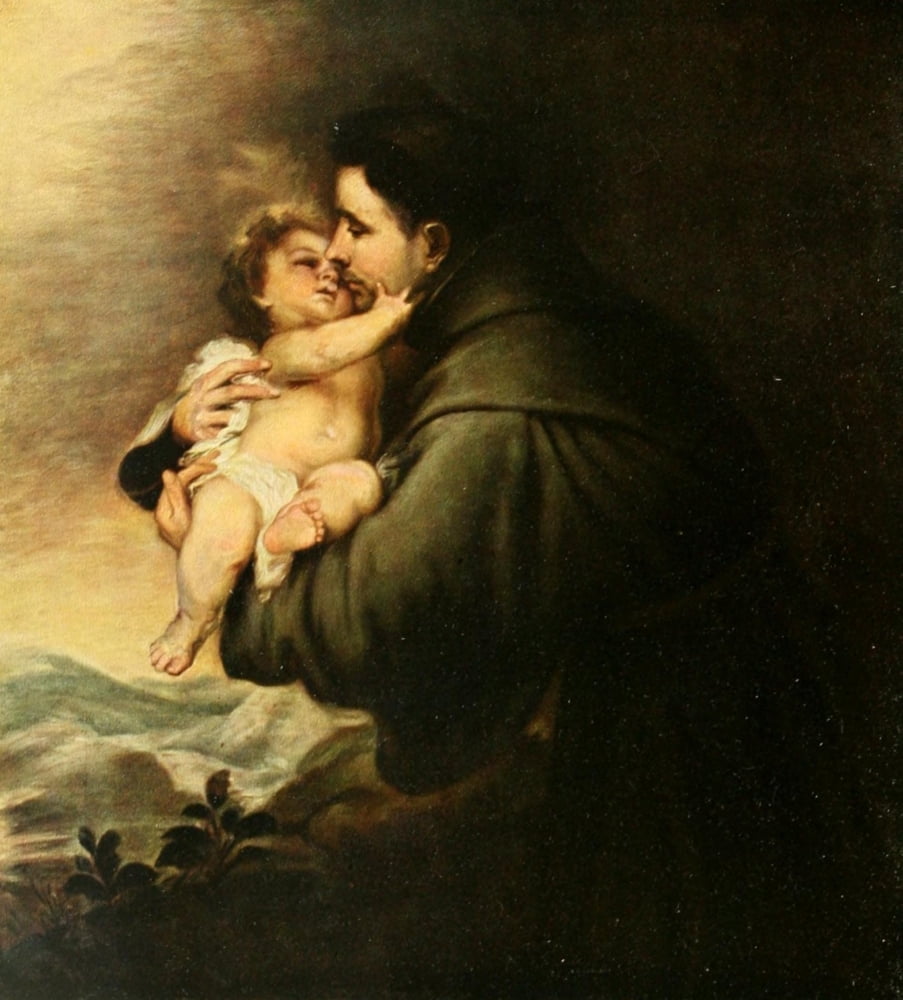 Christliche Kunst 7 1910 Antonius of Padua Canvas Art - Bartolom Murillo (18 x 24)