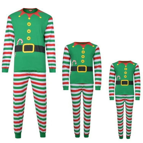 Christm Pajam for Family Matching Pjs Set Xm Striped Bottoms Pants Jammies for Kids Womens Mens-women A-green