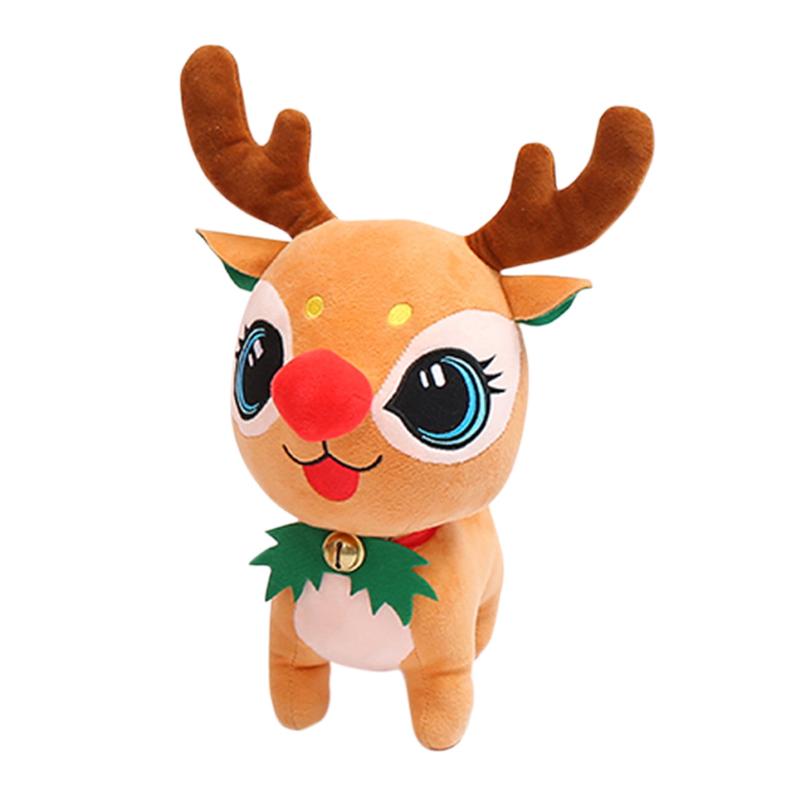 Christma Baby Stuffed Animal Deer With Antlers And Red Scarf Christmas Plush Toy