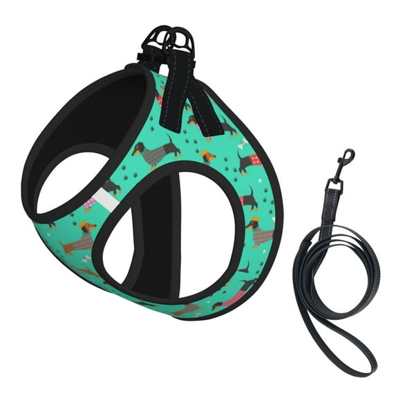 Christma Dachshunds Dog Pet Leash Vest Small Dogs Cats Puppy Harness With Leash Reflective No Choke Small