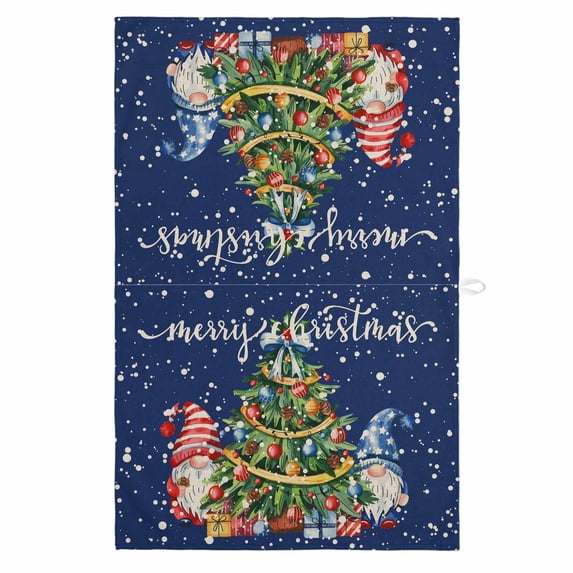 Christmas 1 Pack Kitchen Towel, Water Absorbent Dish Towel, Blue Gnomes Xmas Tree Snowflakes Balls Decorative Hand Towels - Quick Drying Cloth for Cooking Baking, 18x28 Inch