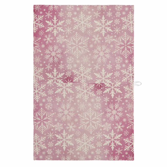Christmas 1 Pack Kitchen Towel, Water Absorbent Dish Towel, Pink Watercolor Snowflakes Pattern Winter Decorative Hand Towels - Quick Drying Cloth for Cooking Baking, 18x28 Inch