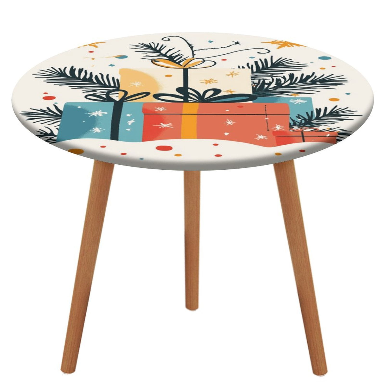 Christmas (1) Pattern Round Tablecloth Waterproof Elastic Table Clothes ...