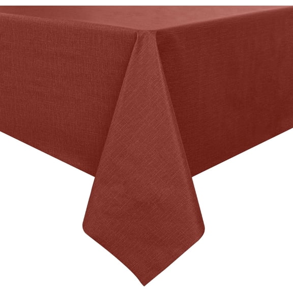 Christmas 100% Waterproof PVC Tablecloth, Rectangle Oil Spill Proof Stain Resistant Vinyl Table Cloth, Wipe Clean Plastic Table Covers for Kitchen/Dining/Parties - 60 x 84 Inch, Rust Red