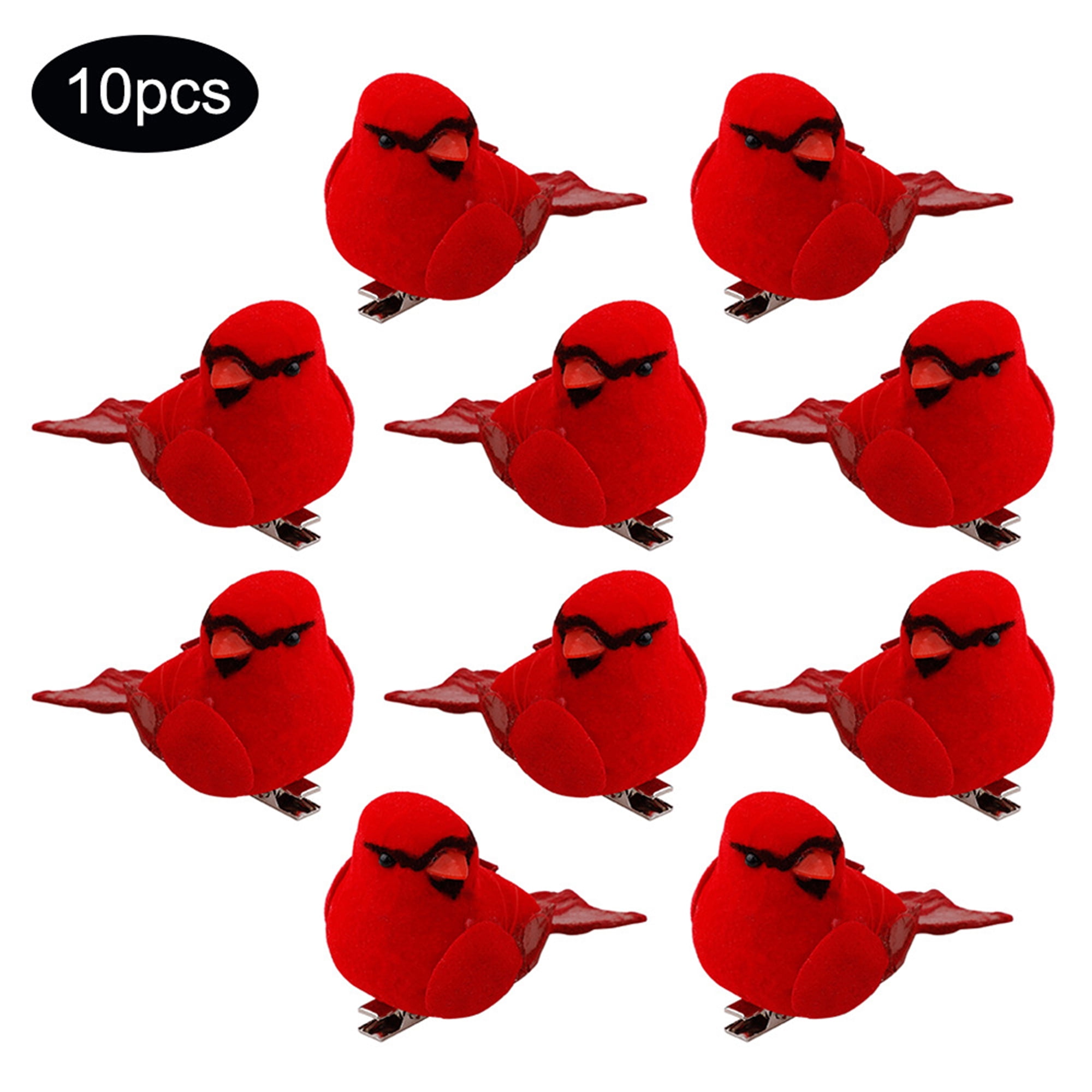 Christmas 10Pcs Clip-on Artificial Red Cardinals Ornaments Xmas ...