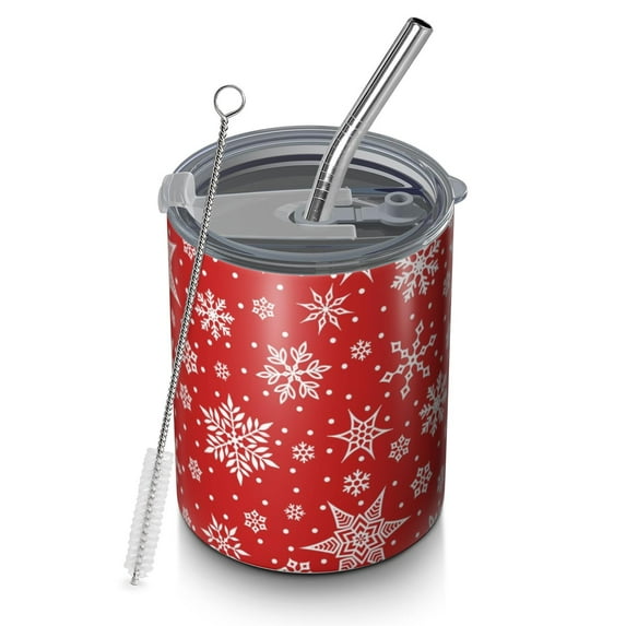 Christmas 12oz Stainless Steel Coffee Mug – Double-Wall Insulated Cup with Spill-Resistant Lid, 360° Full-Print Design, Keeps Drinks Hot & Cold for Home, Office, Travel, Thanksgiving, Xmas