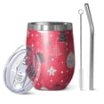 thumbnail image 1 of Christmas 12oz Stainless Steel Insulated Wine Tumbler with Lid and Straw – Double Wall Vacuum Mug for Hot & Cold Drinks, 304 Steel Interior, Sweat-Free Design, 1 of 5
