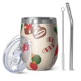 thumbnail image 1 of Christmas 12oz Stainless Steel Insulated Wine Tumbler with Lid and Straw – Double Wall Vacuum Mug for Hot & Cold Drinks, 304 Steel Interior, Sweat-Free Design, 1 of 5
