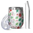 thumbnail image 1 of Christmas 12oz Stainless Steel Insulated Wine Tumbler with Lid and Straw – Double Wall Vacuum Mug for Hot & Cold Drinks, 304 Steel Interior, Sweat-Free Design, 1 of 5