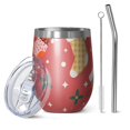 thumbnail image 1 of Christmas 12oz Stainless Steel Insulated Wine Tumbler with Lid and Straw – Double Wall Vacuum Mug for Hot & Cold Drinks, 304 Steel Interior, Sweat-Free Design, 1 of 5