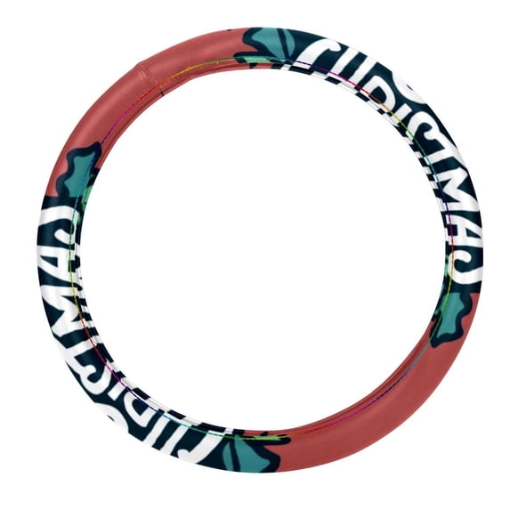 Christmas 14.5 Inch Printing PVC Leather Car Wheel Covers Steering Wheel Covers Auto Accessories