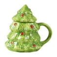 thumbnail image 1 of Christmas 15oz Christmas Tree Mug With Lid Cute Ceramic Xmas Tree Coffee Mug Adorable Festive Ceramic Coffee Cup Winter Xmas Holiday Birthday Tabletop Drinkware Teacup Gifts For Adults Kids, 1 of 9