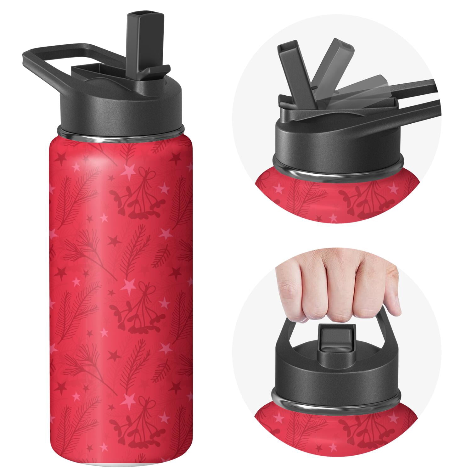 Christmas 18 oz Insulated Stainless Steel Water Bottle with Straw & Cleaning Brush , Leakproof, BPA-Free, 304 Stainless Steel, Wide Mouth, Travel Mug for Car, Gym, Office