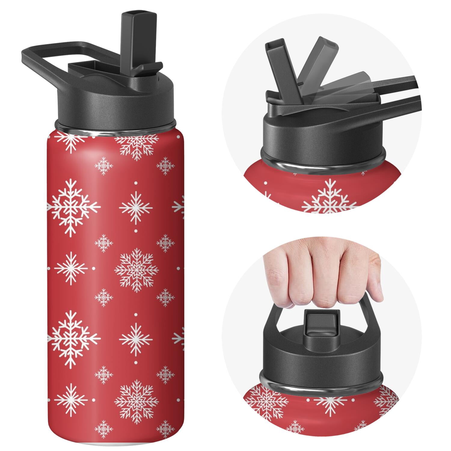 Christmas 18 oz Insulated Stainless Steel Water Bottle with Straw & Cleaning Brush , Leakproof, BPA-Free, 304 Stainless Steel, Wide Mouth, Travel Mug for Car, Gym, Office