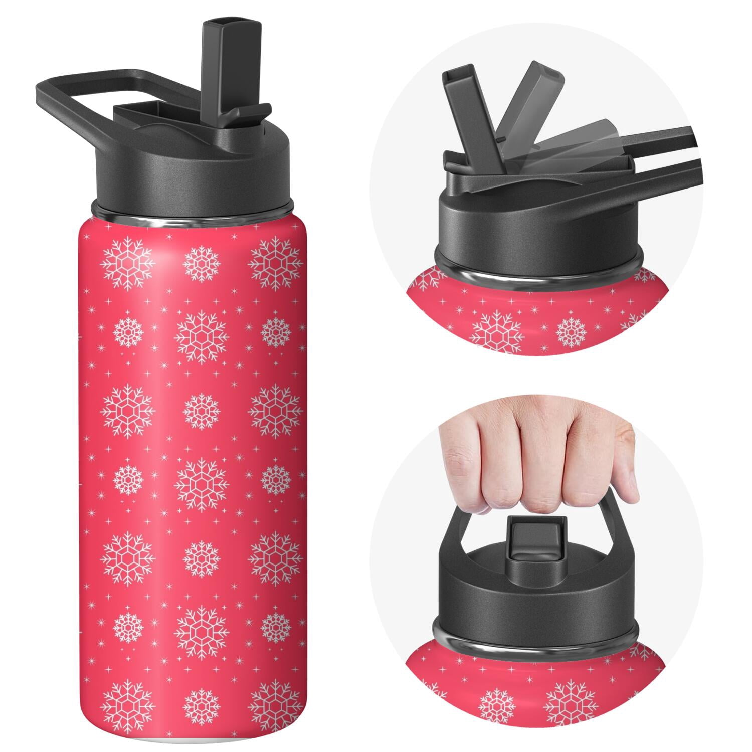 Christmas 18 oz Insulated Stainless Steel Water Bottle with Straw & Cleaning Brush , Leakproof, BPA-Free, 304 Stainless Steel, Wide Mouth, Travel Mug for Car, Gym, Office