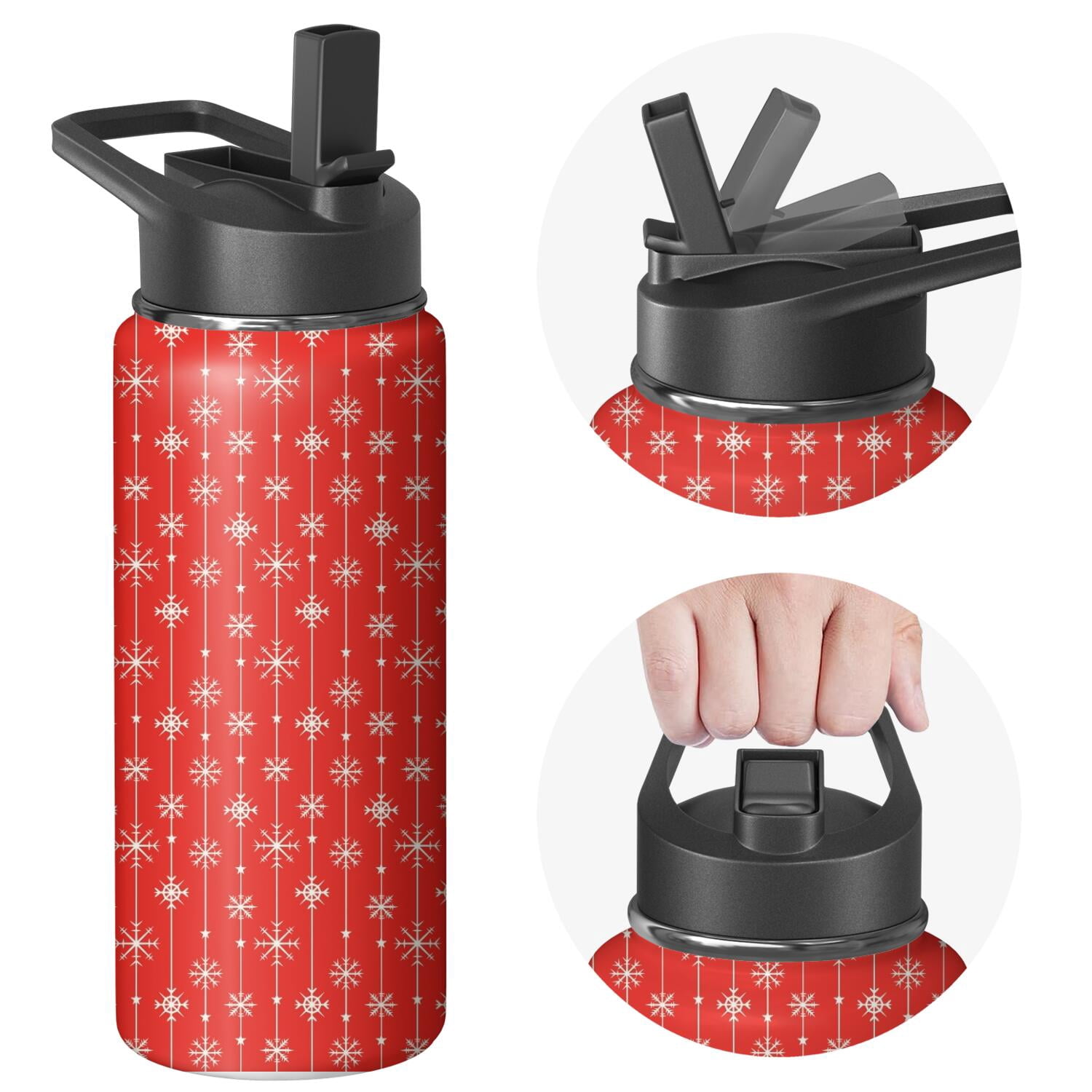 Christmas 18 oz Insulated Stainless Steel Water Bottle with Straw & Cleaning Brush , Leakproof, BPA-Free, 304 Stainless Steel, Wide Mouth, Travel Mug for Car, Gym, Office