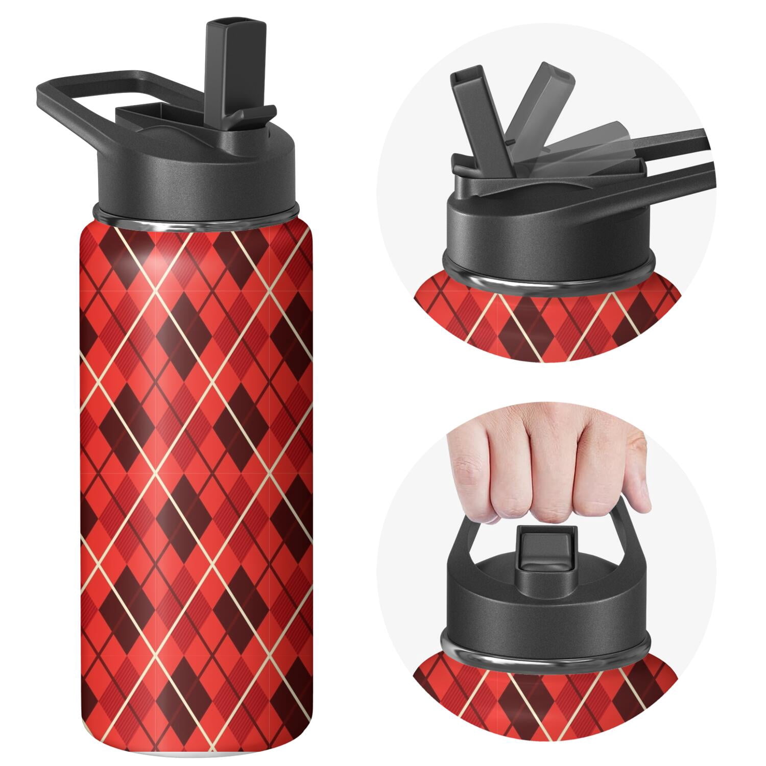 Christmas 18 oz Insulated Stainless Steel Water Bottle with Straw & Cleaning Brush , Leakproof, BPA-Free, 304 Stainless Steel, Wide Mouth, Travel Mug for Car, Gym, Office