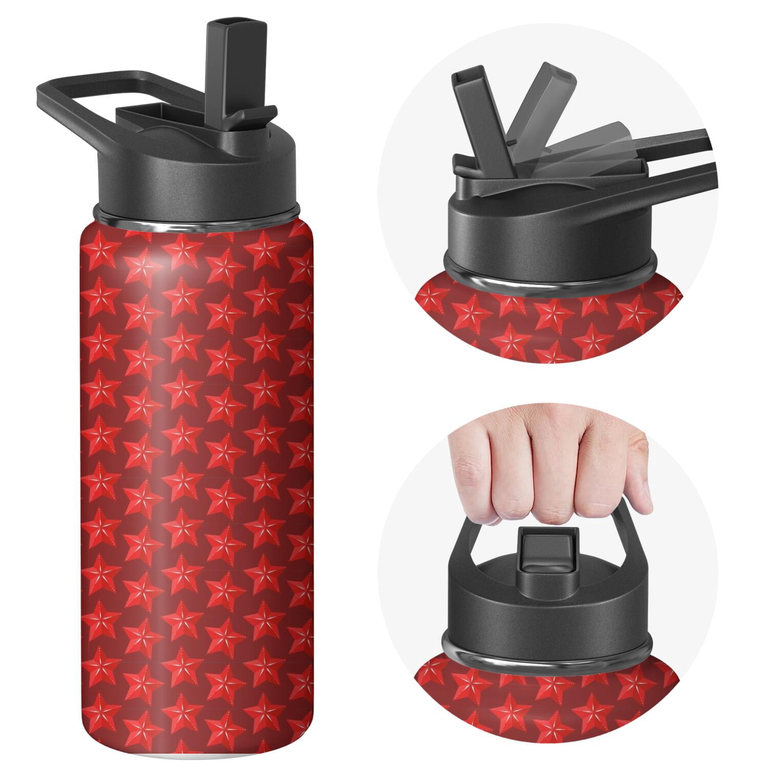 Christmas 18 oz Insulated Stainless Steel Water Bottle with Straw & Cleaning Brush , Leakproof, BPA-Free, 304 Stainless Steel, Wide Mouth, Travel Mug for Car, Gym, Office