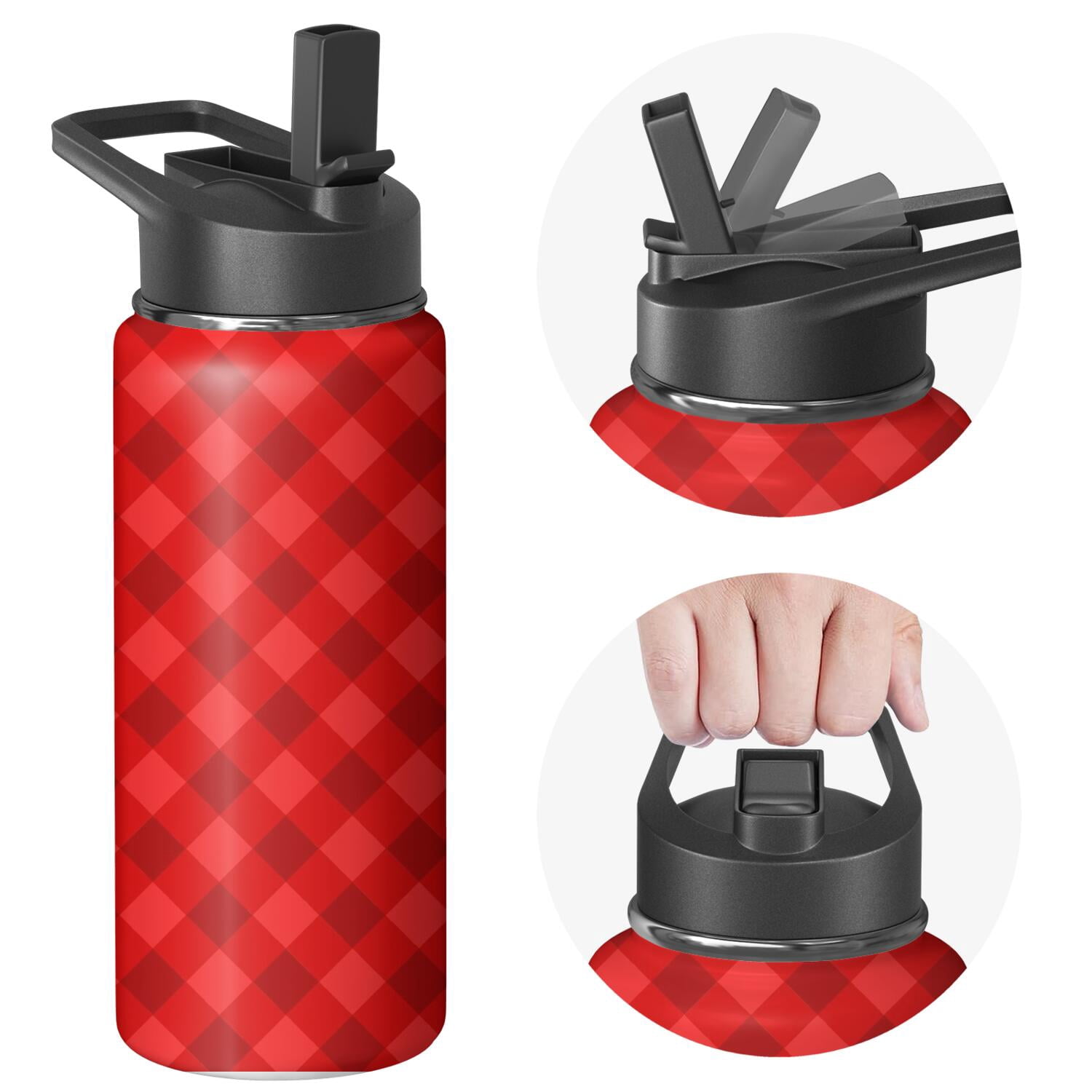 Christmas 18 oz Insulated Stainless Steel Water Bottle with Straw & Cleaning Brush , Leakproof, BPA-Free, 304 Stainless Steel, Wide Mouth, Travel Mug for Car, Gym, Office