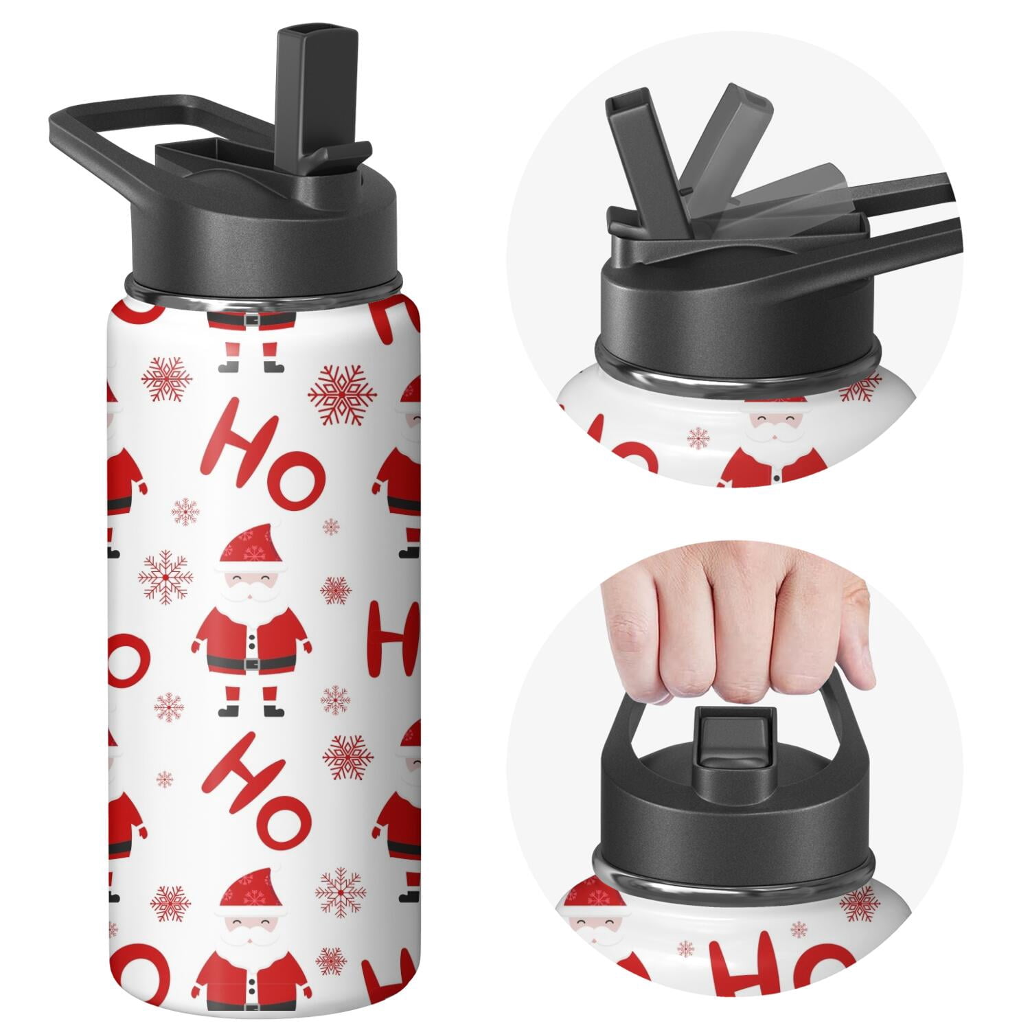 Christmas 18 oz Insulated Stainless Steel Water Bottle with Straw & Cleaning Brush , Leakproof, BPA-Free, 304 Stainless Steel, Wide Mouth, Travel Mug for Car, Gym, Office
