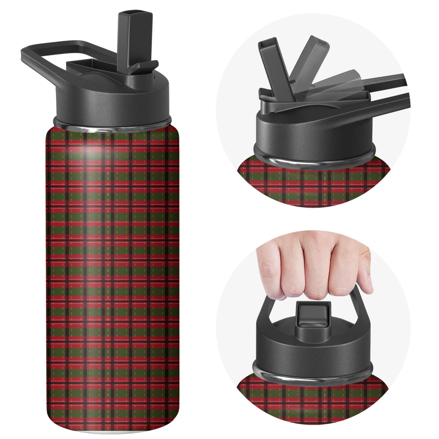 Christmas 18 oz Insulated Stainless Steel Water Bottle with Straw & Cleaning Brush , Leakproof, BPA-Free, 304 Stainless Steel, Wide Mouth, Travel Mug for Car, Gym, Office