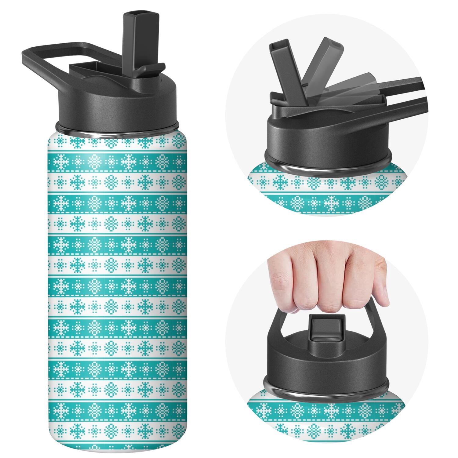 Christmas 18 oz Insulated Stainless Steel Water Bottle with Straw & Cleaning Brush , Leakproof, BPA-Free, 304 Stainless Steel, Wide Mouth, Travel Mug for Car, Gym, Office