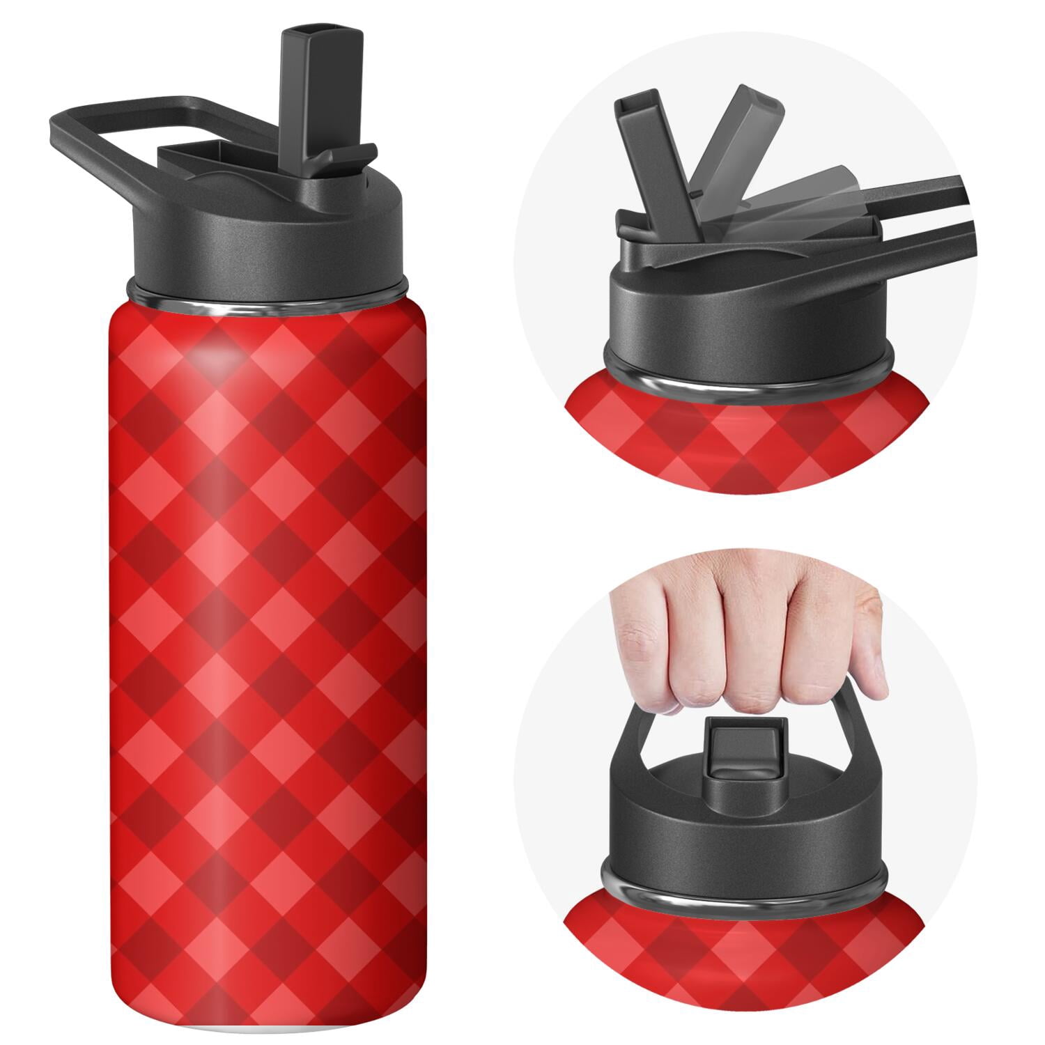 Christmas 18 oz Insulated Stainless Steel Water Bottle with Straw & Cleaning Brush , Leakproof, BPA-Free, 304 Stainless Steel, Wide Mouth, Travel Mug for Car, Gym, Office
