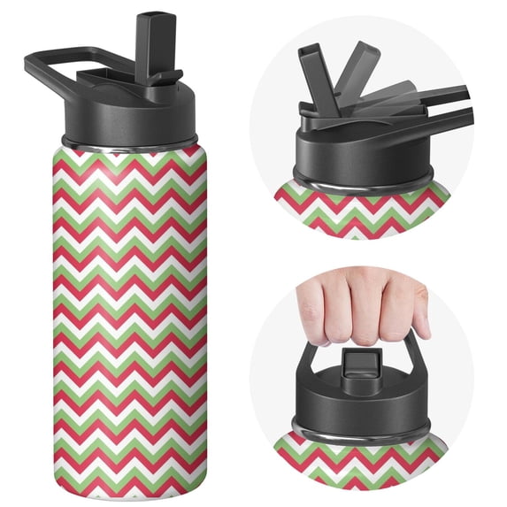 Christmas 18 oz Insulated Stainless Steel Water Bottle with Straw & Cleaning Brush , Leakproof, BPA-Free, 304 Stainless Steel, Wide Mouth, Travel Mug for Car, Gym, Office