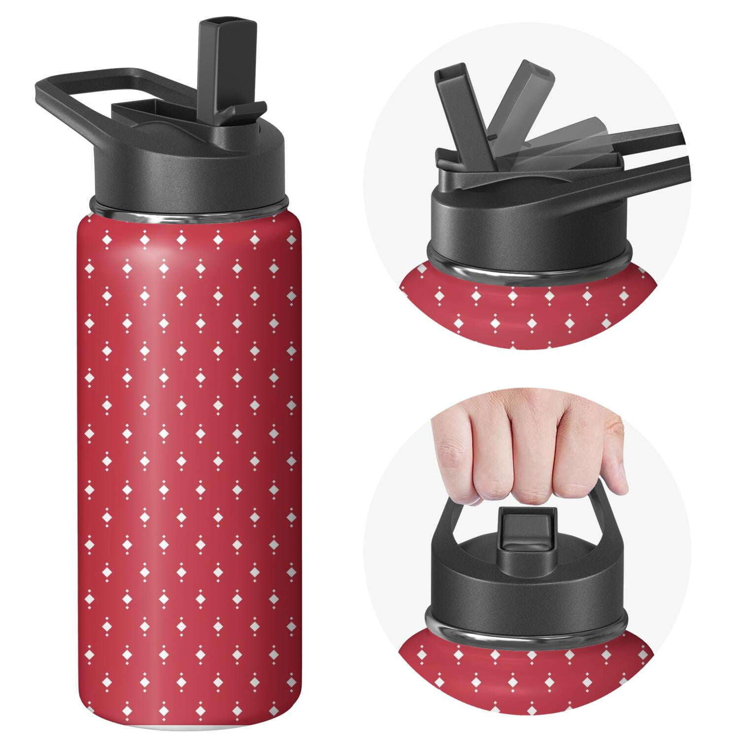 Christmas 18 oz Insulated Stainless Steel Water Bottle with Straw & Cleaning Brush , Leakproof, BPA-Free, 304 Stainless Steel, Wide Mouth, Travel Mug for Car, Gym, Office