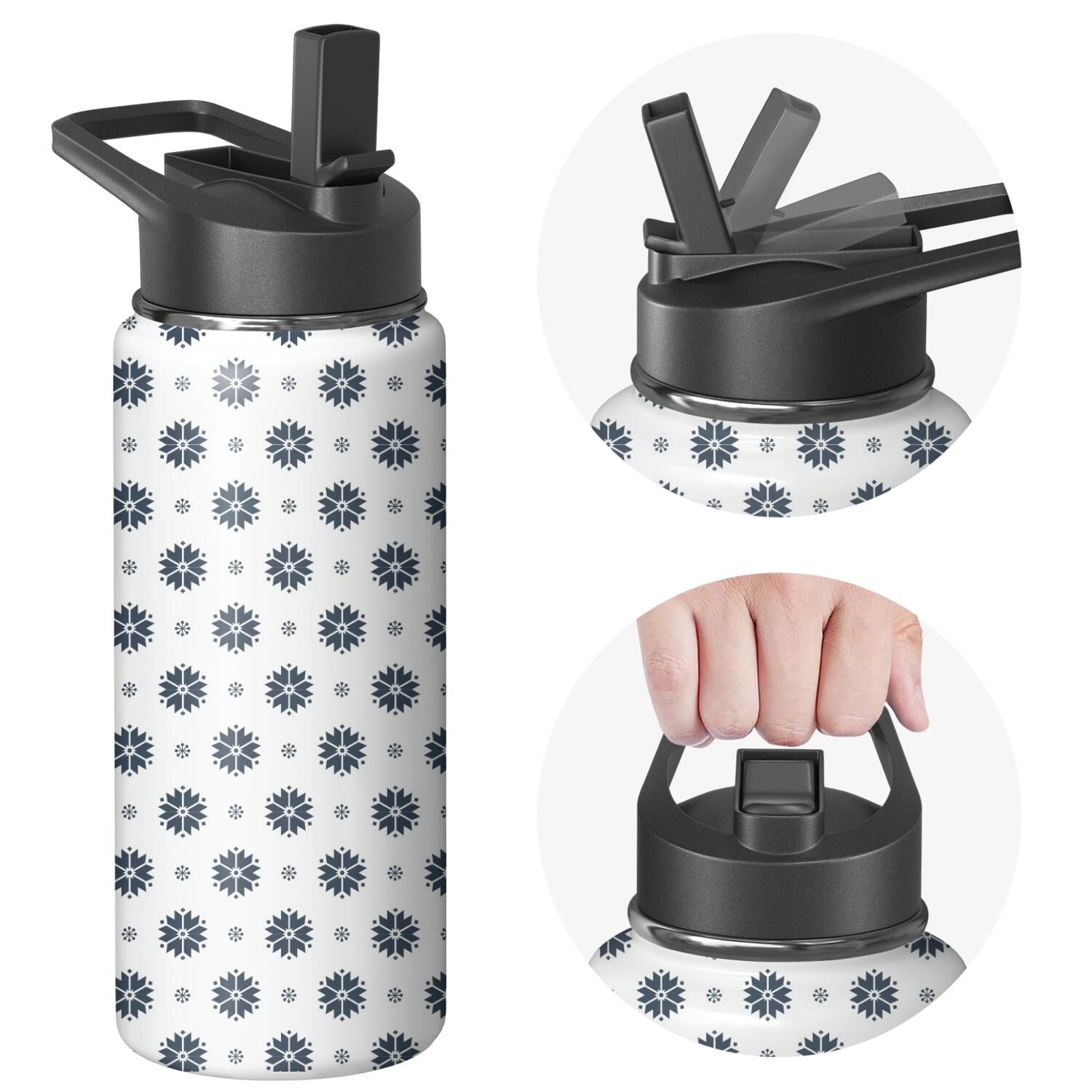 Christmas 18 oz Insulated Stainless Steel Water Bottle with Straw & Cleaning Brush , Leakproof, BPA-Free, 304 Stainless Steel, Wide Mouth, Travel Mug for Car, Gym, Office