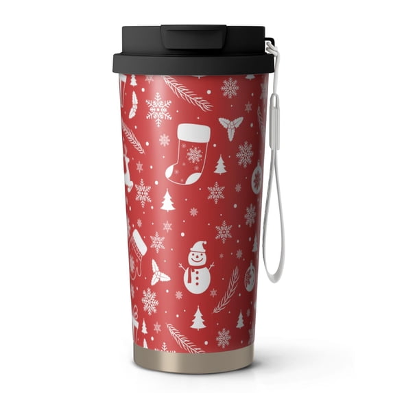 Christmas 18oz Double Drinking Coffee Mug – Vacuum Insulated Stainless Steel Travel Cup with Leakproof Lid, 316 Steel Thermos Tumbler for Hot & Cold Beverages