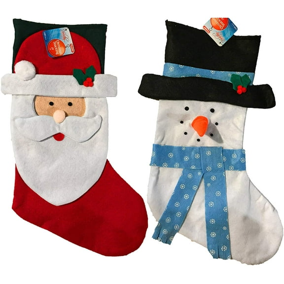 Christmas 19" Fleece Snowman & Santa Stockings (Set of 2)