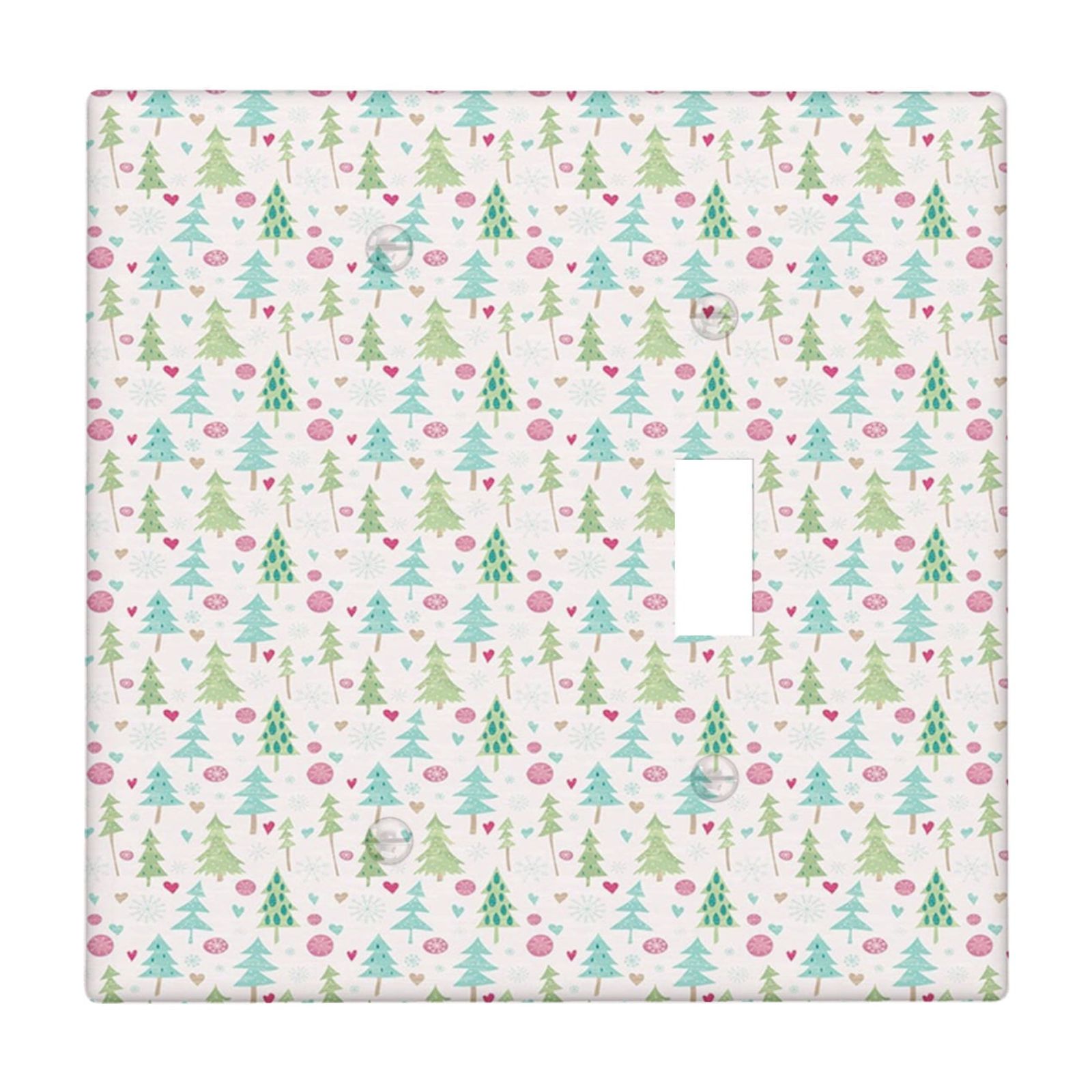 Christmas 2 Gang Blank/Toggle Light Switch Cover Decorative,Pine Trees