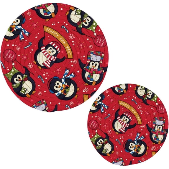 Christmas 2 Pack Pot Holders Trivets, Heat Resistant Hot Pads for Kitchen Table Decoration Trivets for Hot Dishes/Pot/Bowl/Teapot/Kitchen Hot Pads Trivets, 7" + 9.45"