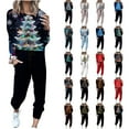 Christmas 2 Piece Outfits for Women 2024 Long Sleeve Xmas Tree Crew