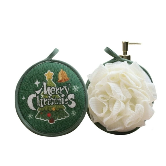 Christmas 2-in-1 Bath Sponge – Holiday Shower Pouf with Santa, Tree & Reindeer Shapes – Festive Body Scrubber with Hanging Loop