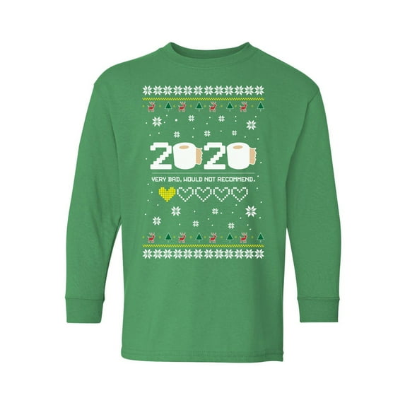 Christmas 2020 Long Sleeve Shirt for Girls Boys Funny Toilet Paper Merry Xmas Christmas Youth T-Shirt 2020 Very Bad Would Not Recommend Tee for Kids